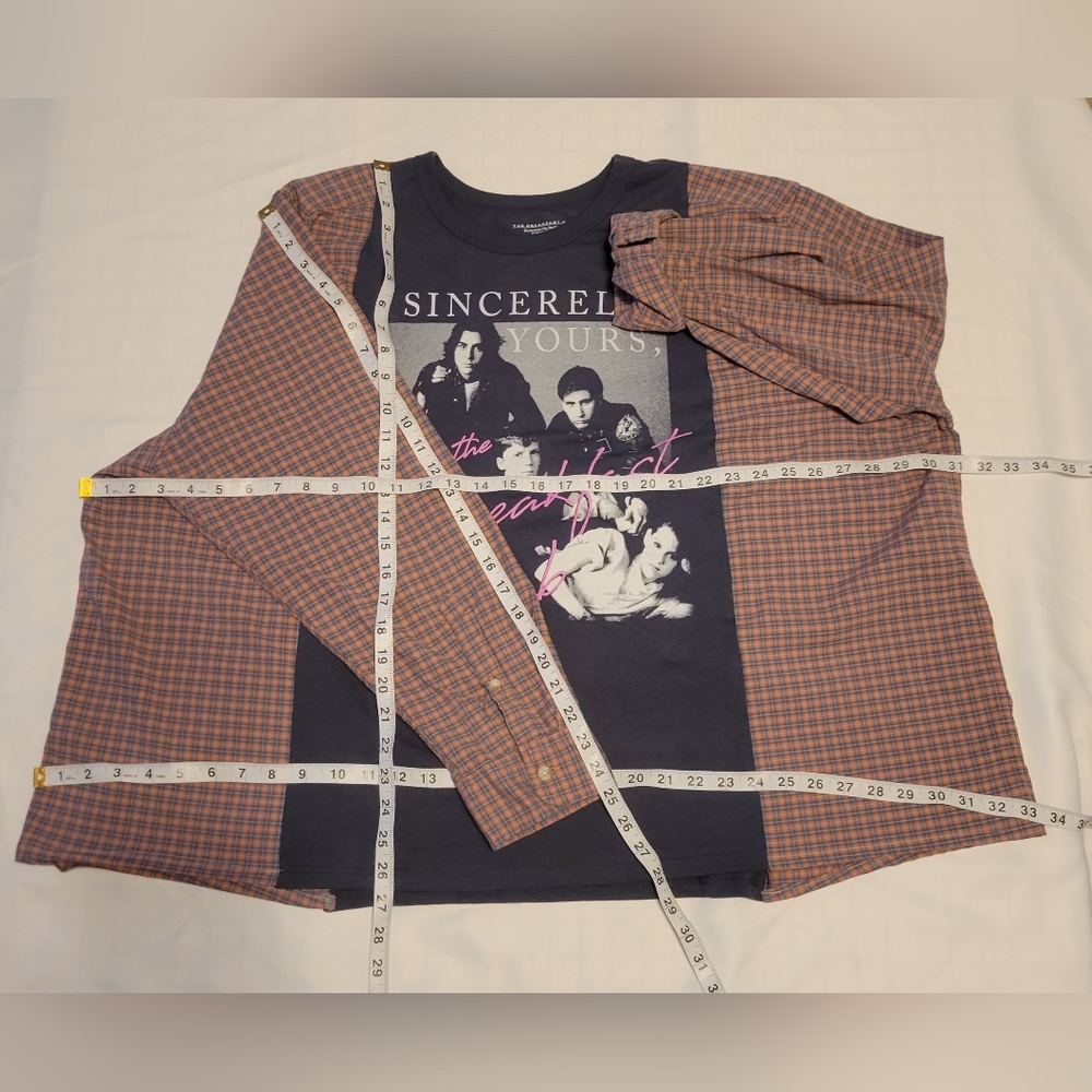 UPCYCLED REMADE REFASHIONED Breakfast Club Graphic Long Sleeve Shirt Sz XL / XXL - Picture 5 of 5